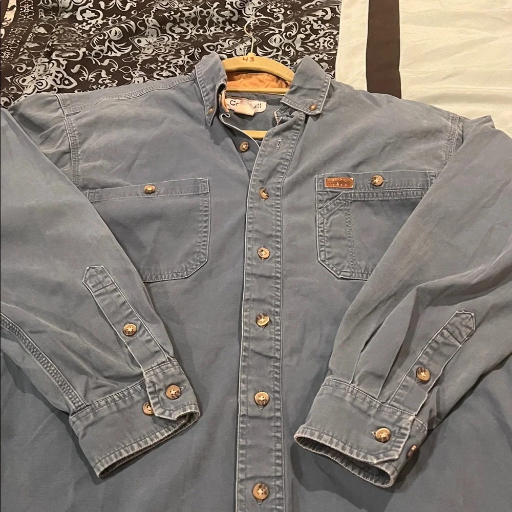 Carhartt Men's Casual Blue Button Down Shirt, nice, size small - Picture 2 of 6